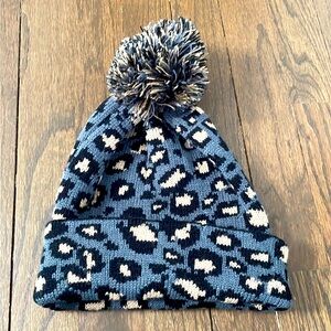 Animal print grey and pink beanie